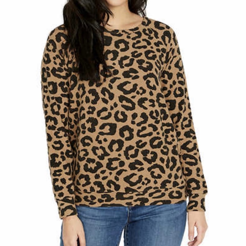 NWT Buffalo David Bitton Leopard Print Cozy Pullover Sweater‎ Cheetah Gold